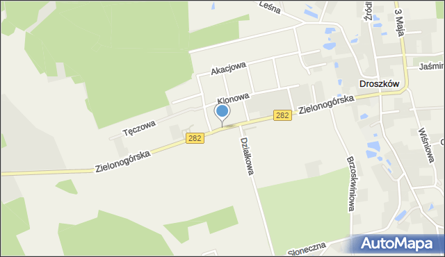 Droszków gmina Zabór, Zielonogórska, mapa Droszków gmina Zabór