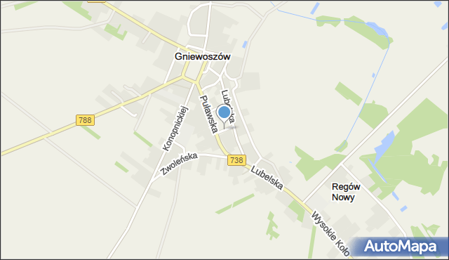 Gniewoszów powiat kozienicki, Zielona, mapa Gniewoszów powiat kozienicki