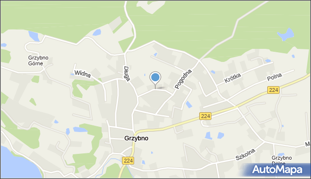 Grzybno gmina Kartuzy, Zielona, mapa Grzybno gmina Kartuzy