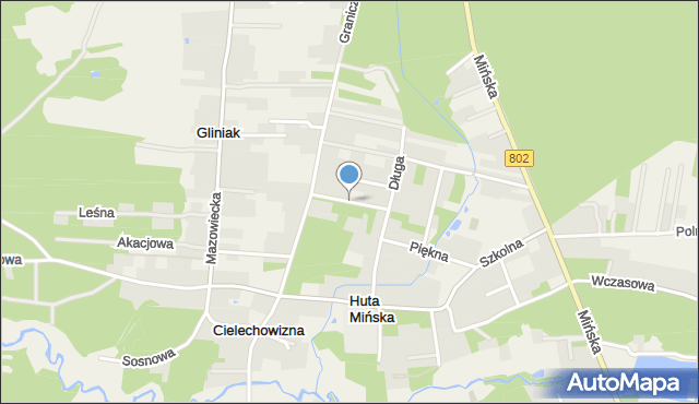 Huta Mińska, Zielona, mapa Huta Mińska