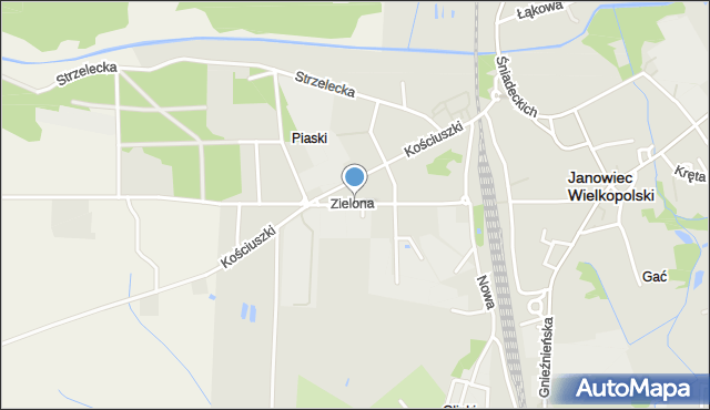 Janowiec Wielkopolski, Zielona, mapa Janowiec Wielkopolski