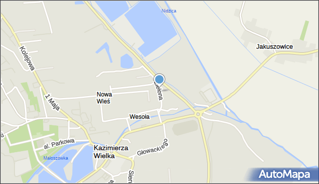 Kazimierza Wielka, Zielona, mapa Kazimierza Wielka