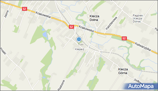 Klecza Dolna, Zielona, mapa Klecza Dolna