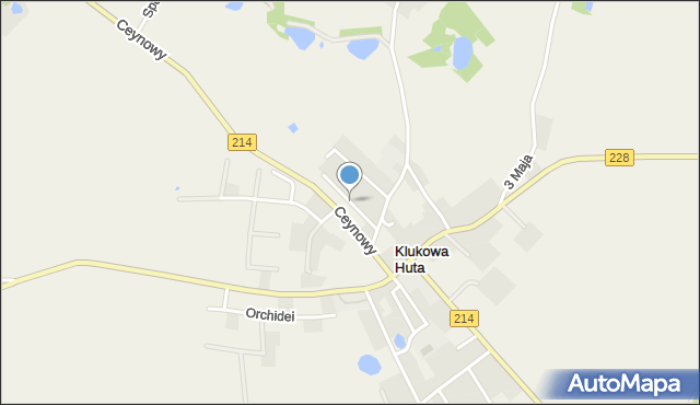 Klukowa Huta, Zielona, mapa Klukowa Huta