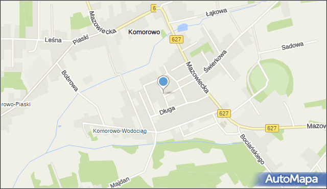 Komorowo gmina Ostrów Mazowiecka, Zielona, mapa Komorowo gmina Ostrów Mazowiecka