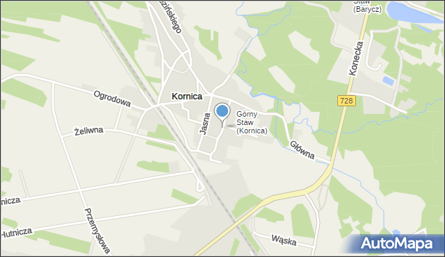 Kornica, Zielona, mapa Kornica