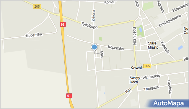 Kowal, Zielona, mapa Kowal