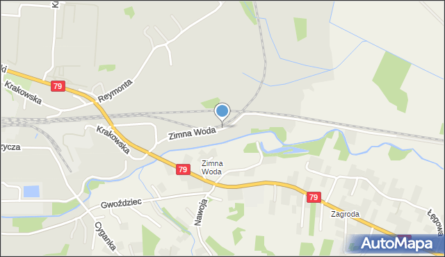 Krzeszowice, Zimna Woda, mapa Krzeszowice