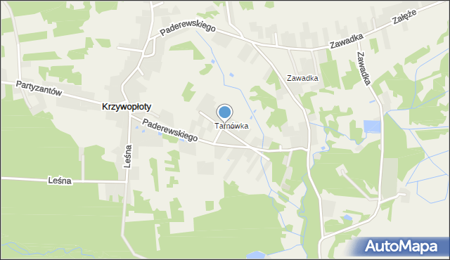 Krzywopłoty gmina Klucze, Zielona, mapa Krzywopłoty gmina Klucze