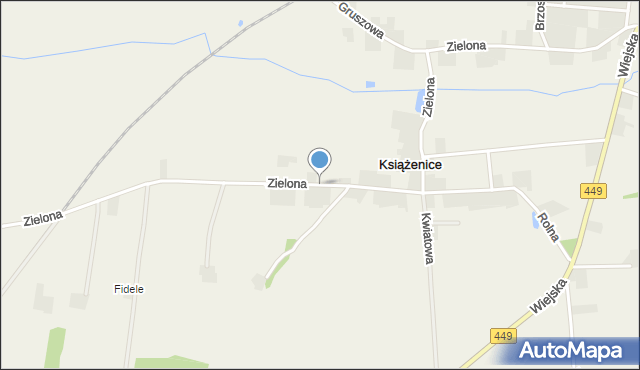 Książenice gmina Grabów nad Prosną, Zielona, mapa Książenice gmina Grabów nad Prosną