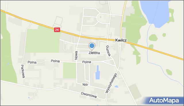 Kwilcz, Zielona, mapa Kwilcz