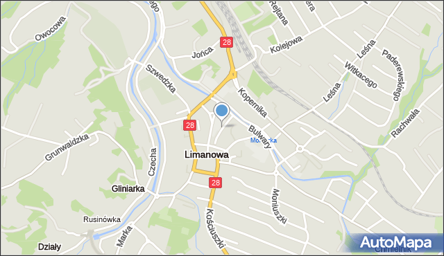 Limanowa, Zielona, mapa Limanowa
