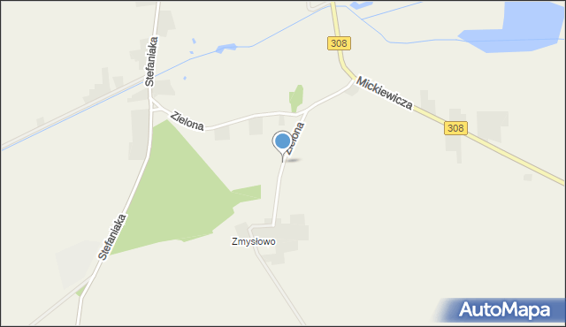 Lubiń gmina Krzywiń, Zielona, mapa Lubiń gmina Krzywiń