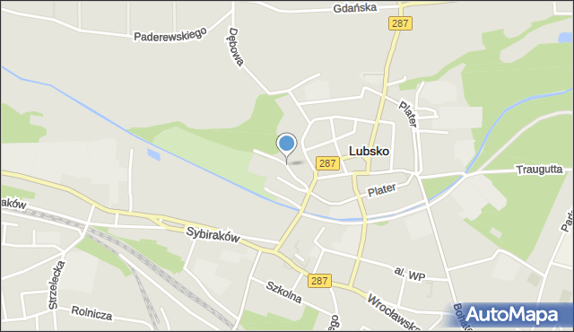 Lubsko, Zieleniecka, mapa Lubsko