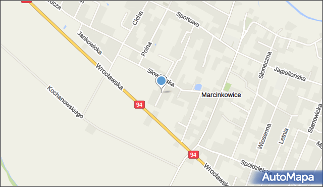 Marcinkowice gmina Oława, Zielna, mapa Marcinkowice gmina Oława
