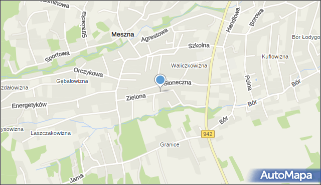 Meszna gmina Wilkowice, Zielona, mapa Meszna gmina Wilkowice