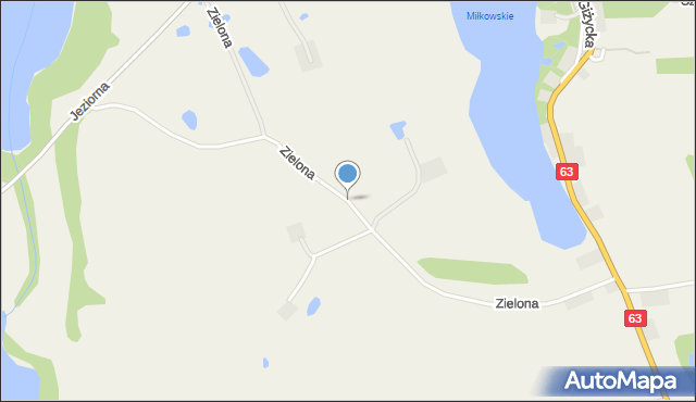 Miłki, Zielona, mapa Miłki