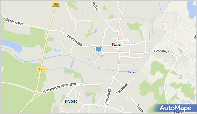 Narol, Zielona, mapa Narol