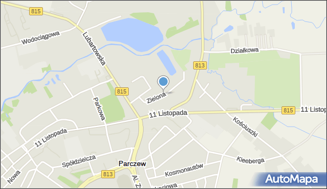 Parczew, Zielona, mapa Parczew