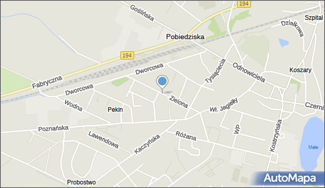 Pobiedziska, Zielona, mapa Pobiedziska