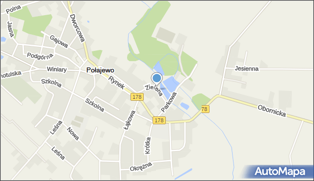 Połajewo powiat czarnkowsko-trzcianecki, Zielona, mapa Połajewo powiat czarnkowsko-trzcianecki