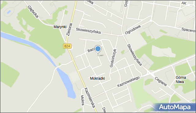 Puławy, Ziemięckiej Jadwigi, mapa Puław