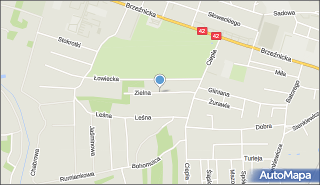 Radomsko, Zielna, mapa Radomsko