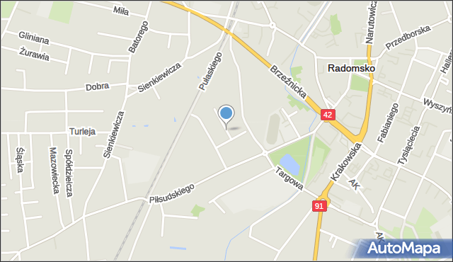 Radomsko, Zielona, mapa Radomsko