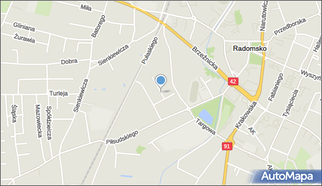 Radomsko, Zielona, mapa Radomsko