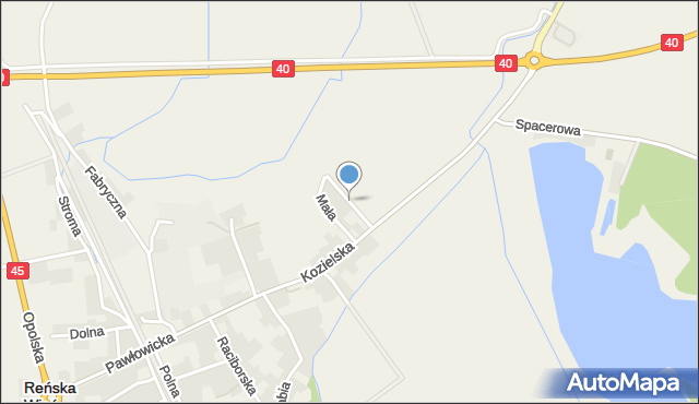 Reńska Wieś powiat kędzierzyńsko-kozielski, Zielona, mapa Reńska Wieś powiat kędzierzyńsko-kozielski