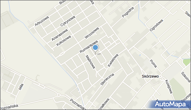 Skórzewo gmina Dopiewo, Zielna, mapa Skórzewo gmina Dopiewo