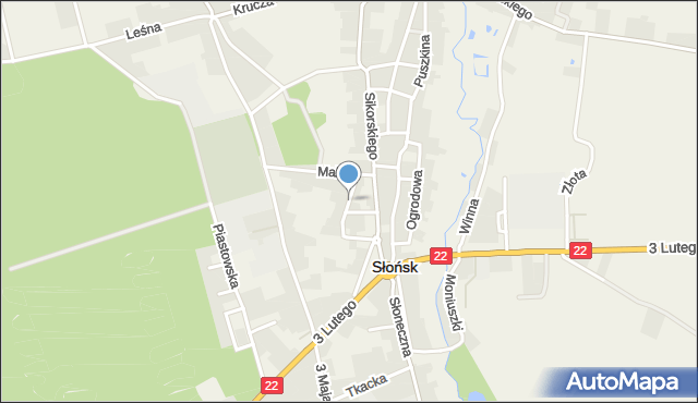 Słońsk, Zielona, mapa Słońsk