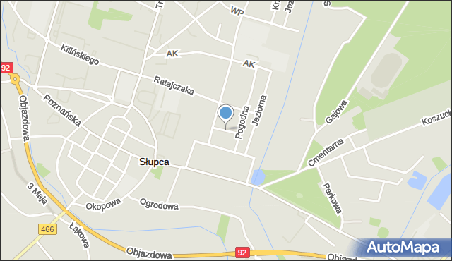 Słupca, Zielona, mapa Słupca