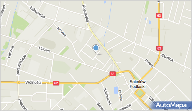 Sokołów Podlaski, Zielna, mapa Sokołów Podlaski