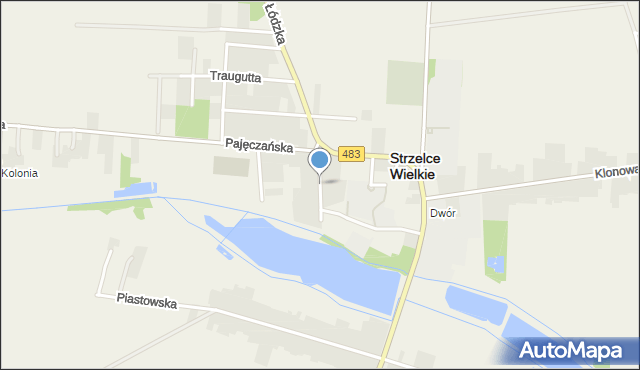 Strzelce Wielkie powiat pajęczański, Zielona, mapa Strzelce Wielkie powiat pajęczański