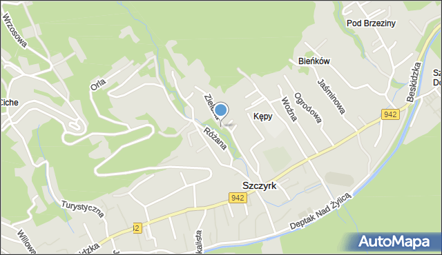 Szczyrk, Zielona, mapa Szczyrk