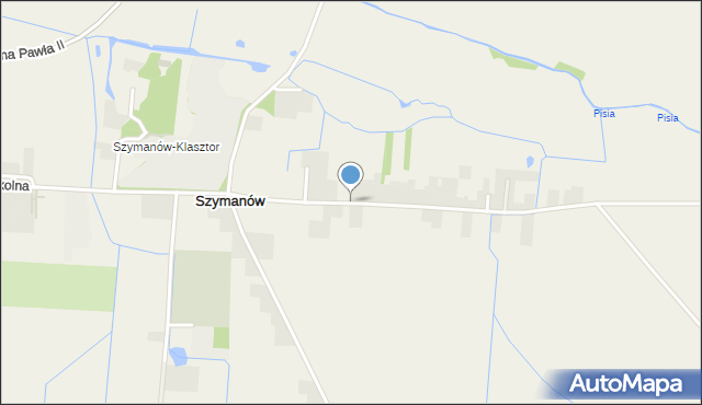 Szymanów gmina Teresin, Zielona, mapa Szymanów gmina Teresin