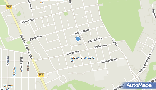 Toruń, Zielna, mapa Torunia