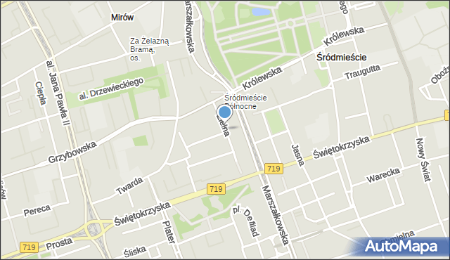 Warszawa, Zielna, mapa Warszawy