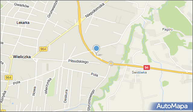 Wieliczka, Zielna, mapa Wieliczka