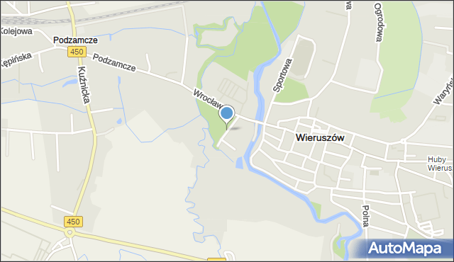 Wieruszów, Zielona, mapa Wieruszów