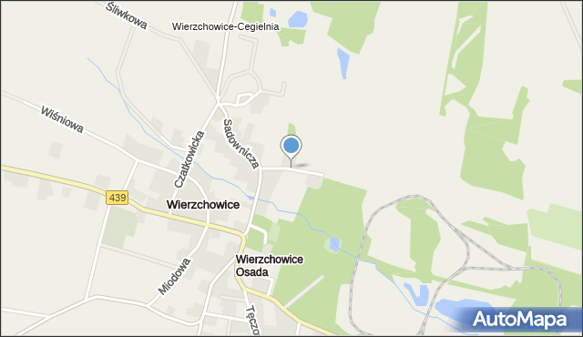 Wierzchowice gmina Krośnice, Zielona, mapa Wierzchowice gmina Krośnice