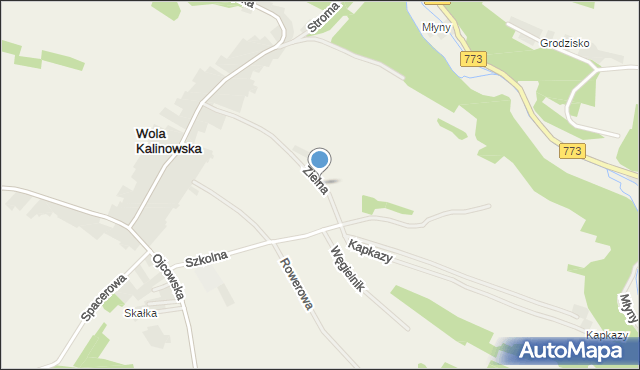 Wola Kalinowska, Zielna, mapa Wola Kalinowska