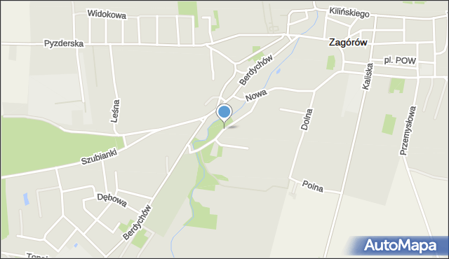 Zagórów, Zielona, mapa Zagórów