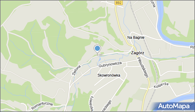 Zagórz powiat sanocki, Zielona, mapa Zagórz powiat sanocki