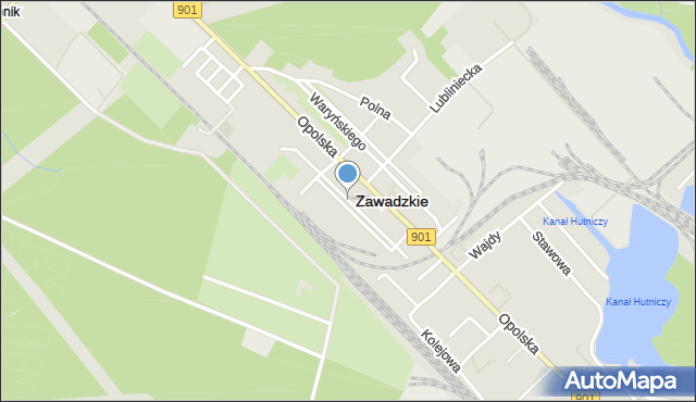 Zawadzkie, Zielona, mapa Zawadzkie