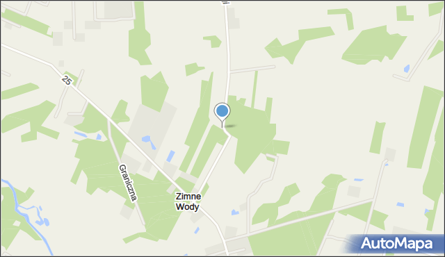 Zimne Wody gmina Dobroń, Zimne Wody, mapa Zimne Wody gmina Dobroń