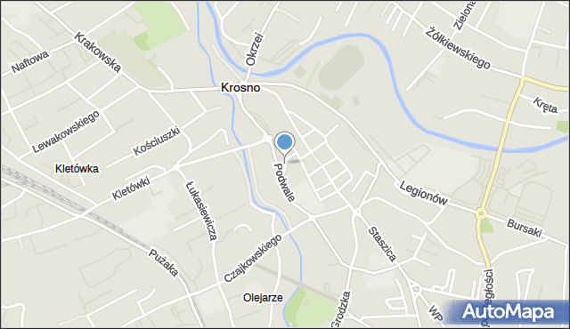 Krosno, Zjazdowa, mapa Krosna