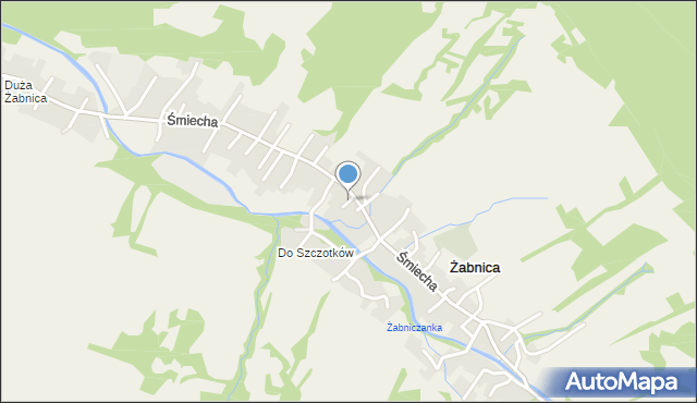 Żabnica gmina Węgierska Górka, Zjazdowa, mapa Żabnica gmina Węgierska Górka