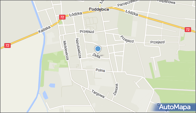 Poddębice, Złota, mapa Poddębice